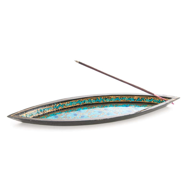 Goldblatt - Halter aus Pappmasche mit Räucherstab