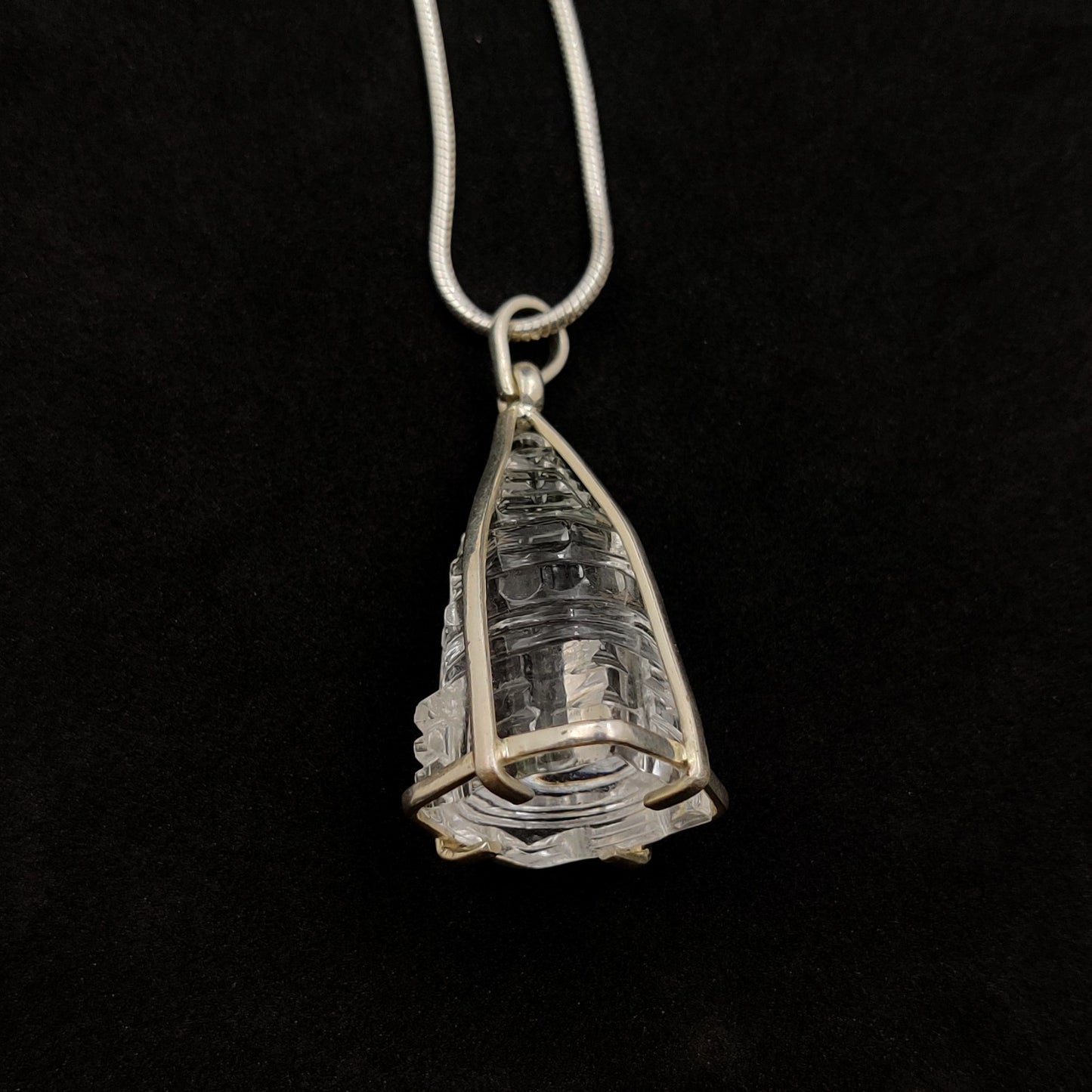 Sri Yantra Kristall-Anhänger in Silber