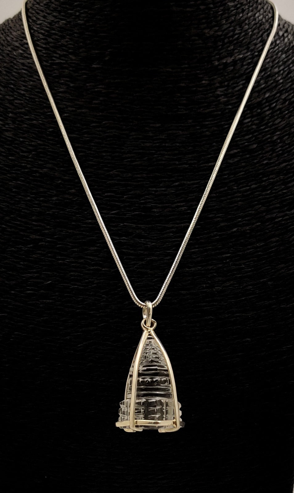 Sri Yantra Kristall-Anhänger in Silber