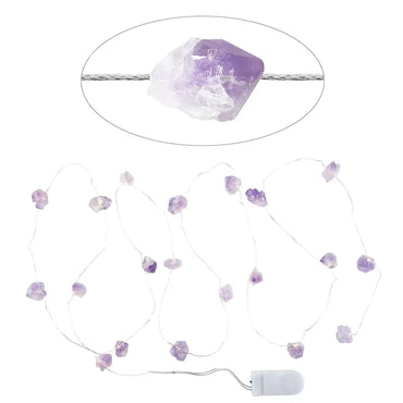 Crystal String Lights - Pierres naturelles taillées à la main, lumière LED chaude