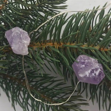 Amethyst Kristall-Lichterkette – Handgeschliffene Natursteine, warmes LED-Licht