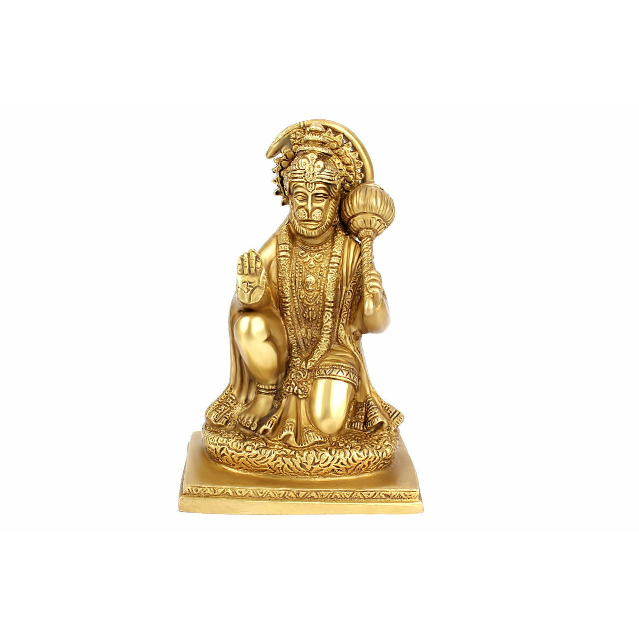 Hanuman statue made of solid shiny brass
