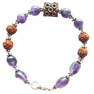 Nice bracelet - with amethyst and four Rudrakshas