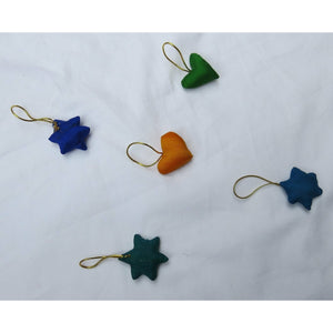 Delicate hearts and stars made of fabric - handmade