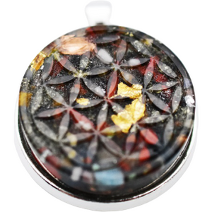 Orgonite protection pendant in silver ø 3 cm
