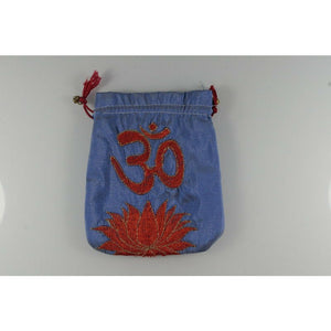 Storage bag with Om and Lotus small - brown
