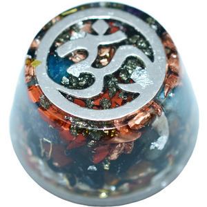 Orgonite Tower with OM symbol in silver