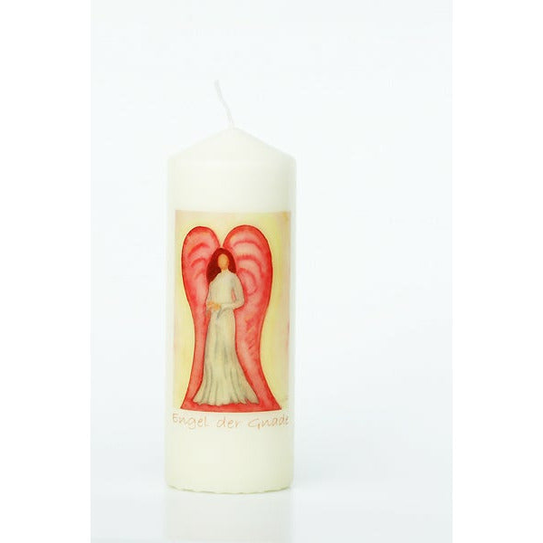 Enchanting angel candle "Grace", motif applied by hand