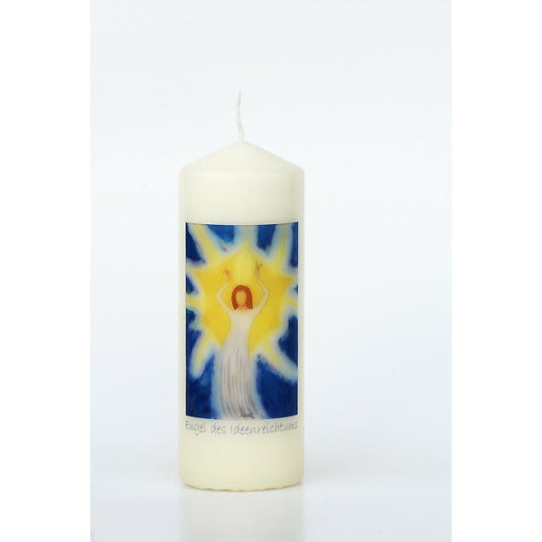 Enchanting angel candle "inventiveness", motif applied by hand