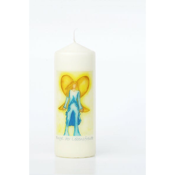 Enchanting angel candle "joie de vivre", motif applied by hand