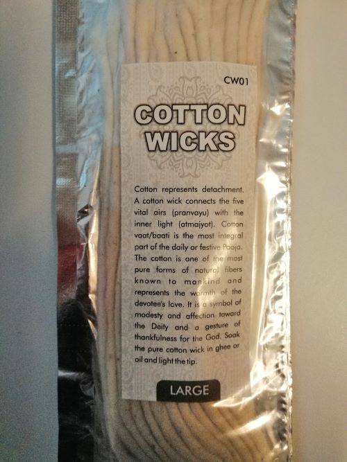 Cotton wicks for ghee and oil lamp