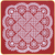 Square mandala with rounded corners, dark red with delicate white pattern