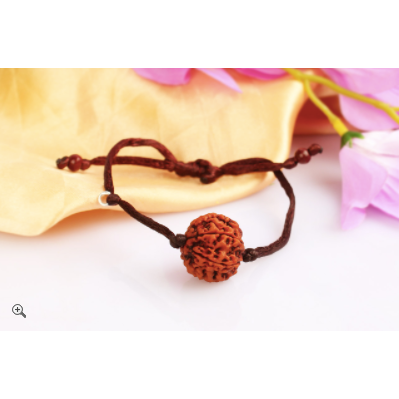Bracelet Mars-Rudraksha à 6 yeux (Népal) - sur bande marron pour la chance et la mise à terre