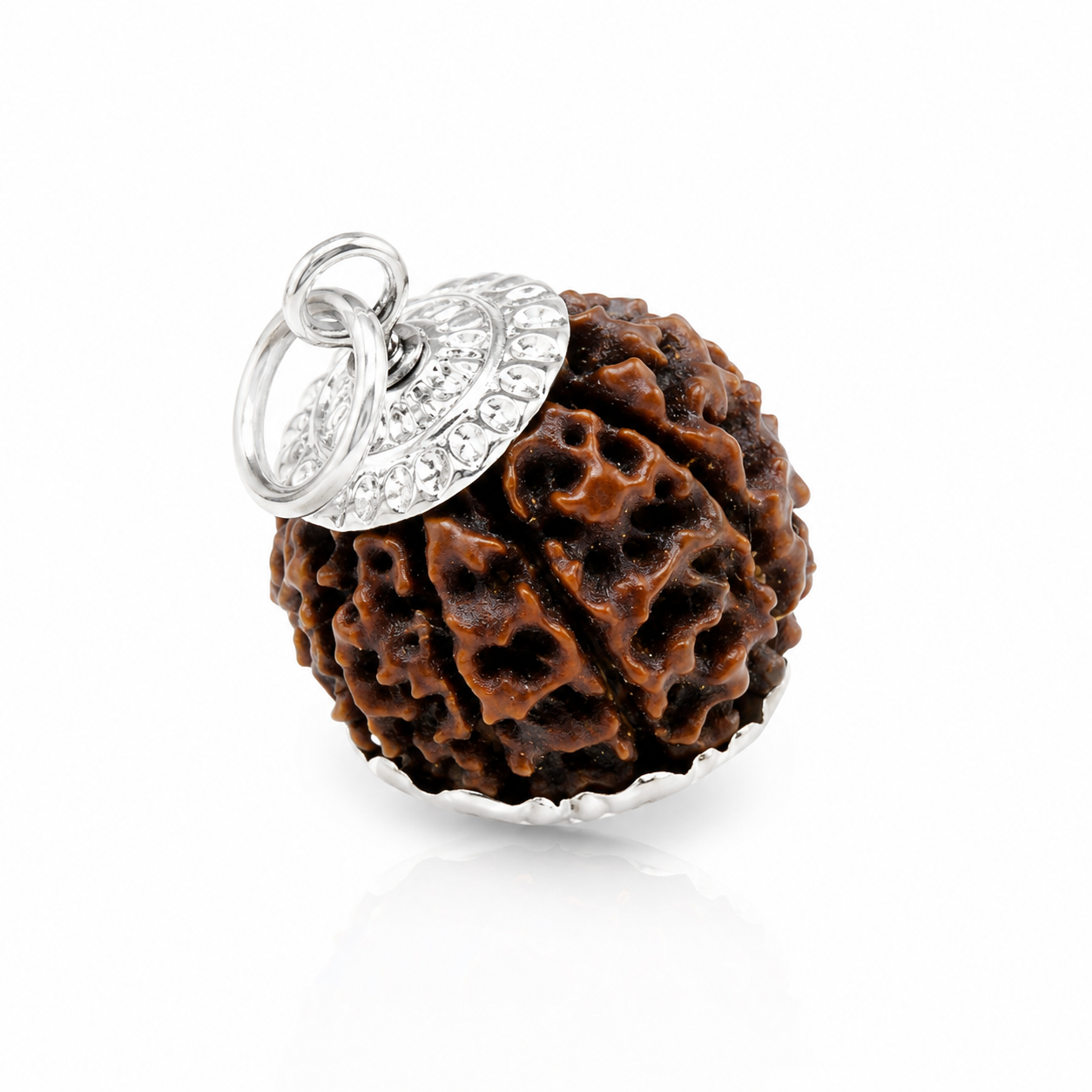 Rudraksha XXXL de 8 ojos (Nepal/rareza) - montura plateada suelta
