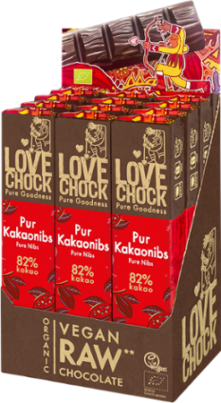 Lovechock Riegel: Zartbitterschokolade mit Kakaosplittern (Kakaonibs)