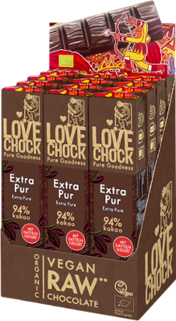 Lovechock Riegel: Zartbitterschokolade mit Datteln. Extra Pur