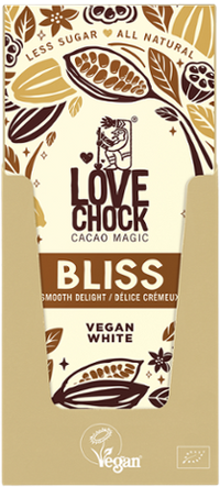 NEU Lovechock Bliss Tafel, Kakaobutterprodukt mit Inulin und Reisdrink Bliss