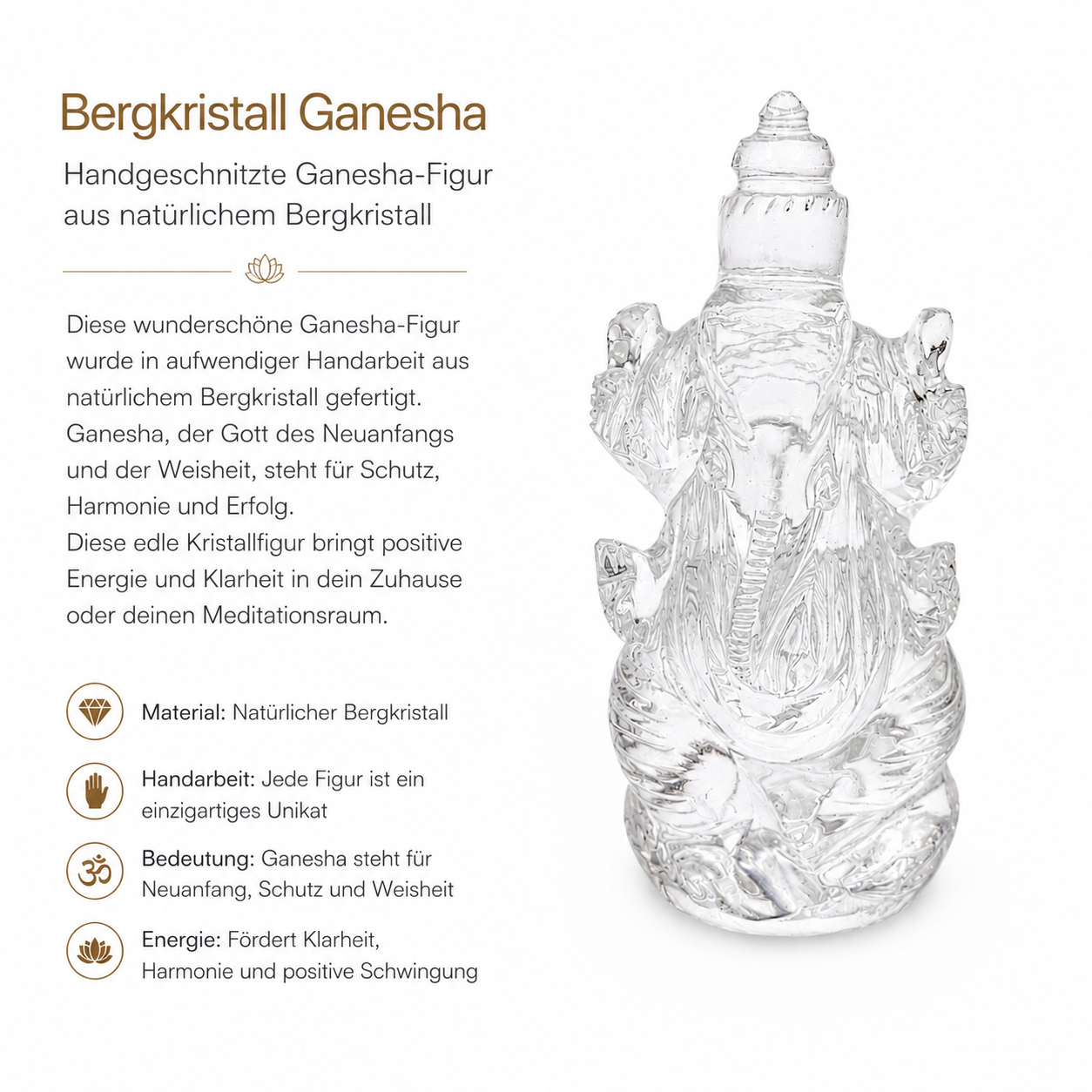 Bergkristall Ganesha – Symbol für Weisheit und Neubeginn