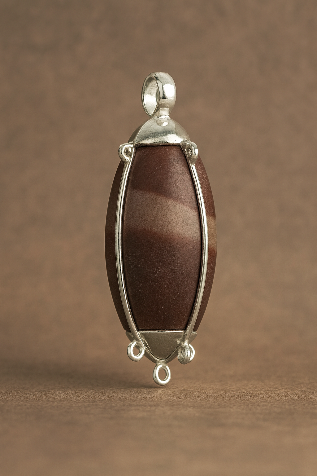 Original Indischer Narmada Shivalingam-Anhänger in Silber