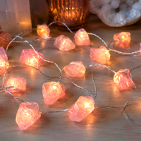 Luces de cadena de cristal - Piedras naturales cortadas a mano, luz LED cálida