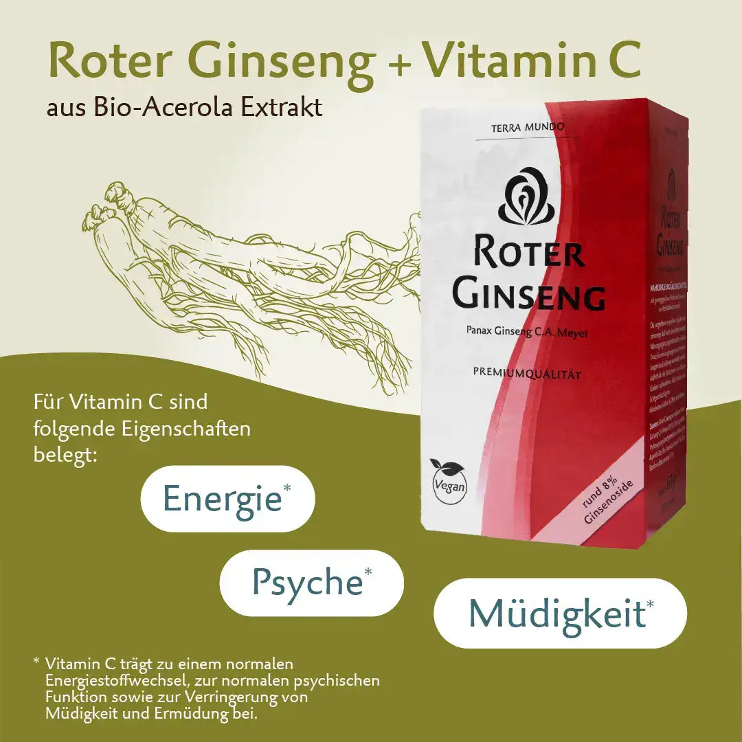 Roter Ginseng – Premium Panax Ginseng mit natürlichem Vitamin C
