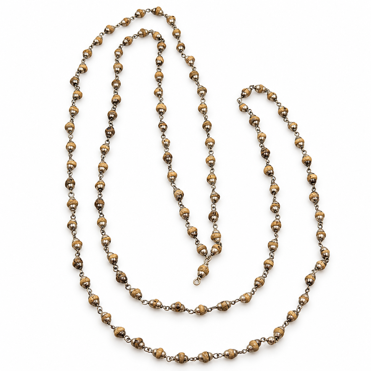 Seltene Mala aus Tulsi-Holz in Silber 54+1 - ø 2 mm