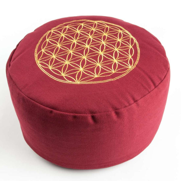 Coussin de Méditation Fleur de Vie Main Rouge