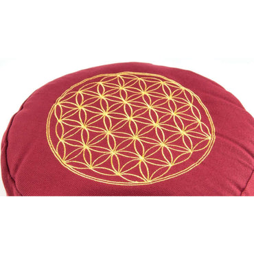 Coussin de Méditation Fleur de Vie Motif Rouge