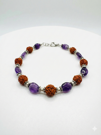 Bastante pulsera - con amatista y rudraksha