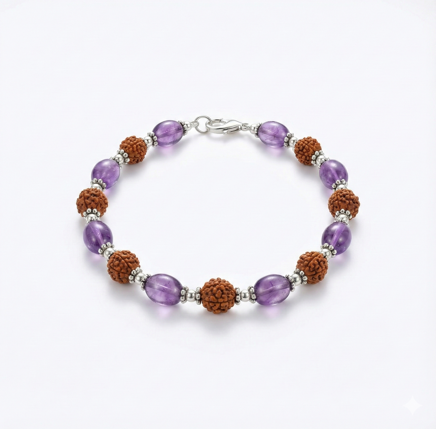 Bastante pulsera - con amatista y rudraksha