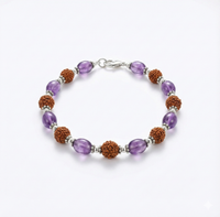 Bastante pulsera - con amatista y rudraksha