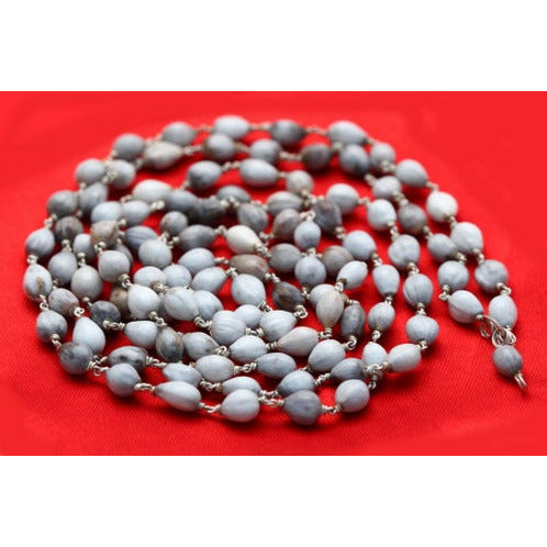 Vaijayanti Mala - white - with silver 108+1