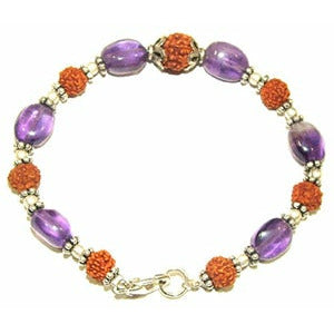 Pretty bracelet - with amethyst and Rudraksha