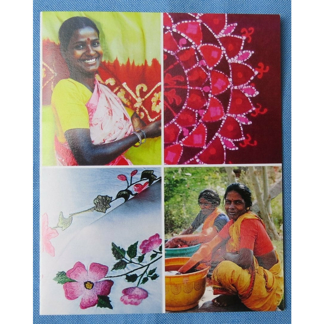 Postal con cuatro motivos diferentes, comercio justo