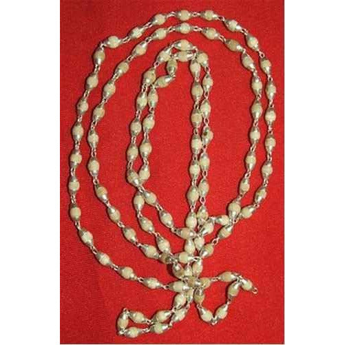 Rare Mala made of Tulsi wood in silver - 2 mm Ø 108+1