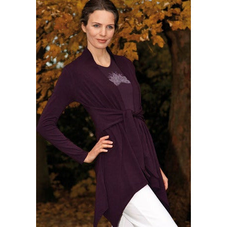 Long-Cardigan-Jacke aubergine